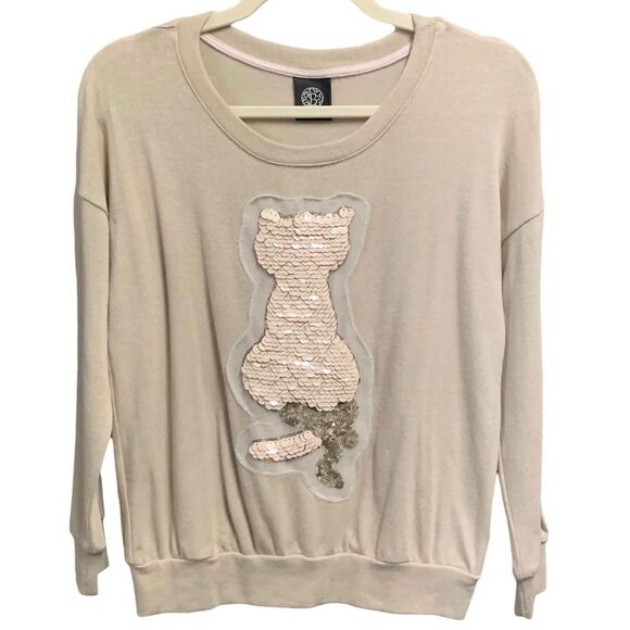BOBEAU Sequined Cat Pull-over Sweater - Picture 1 of 5
